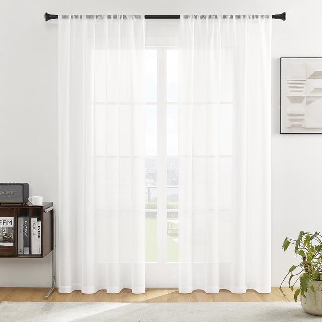 Lot de 4 rideaux en tulle, rideaux occultants, pour salle à manger, chambre et salon (L 137 x 241 cm)