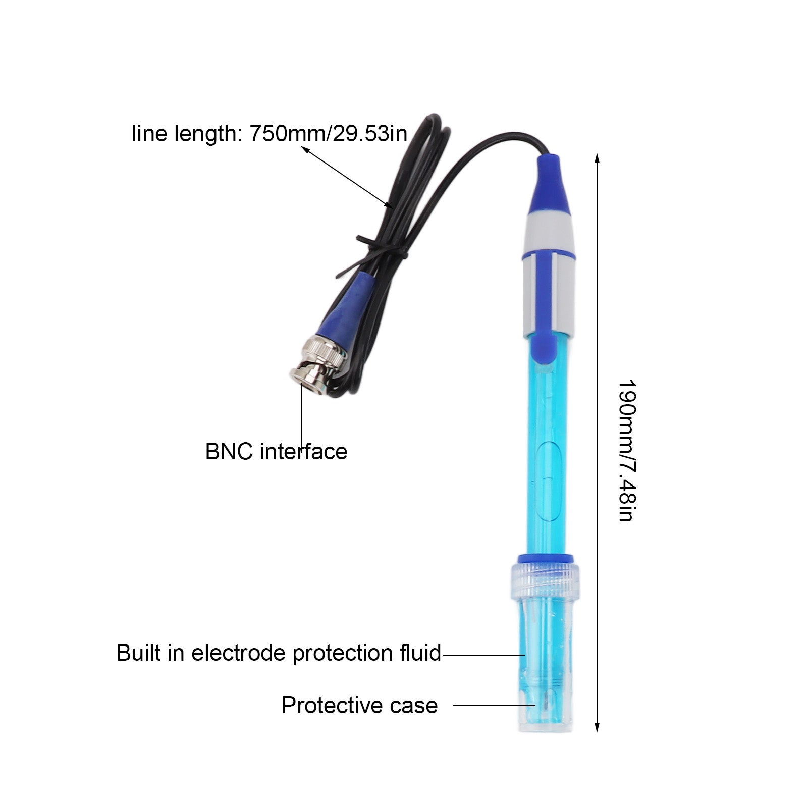 Sonde pH à électrode, interface BNC, module de détection de pH composite rechargeable pour laboratoire, école, studio - 2