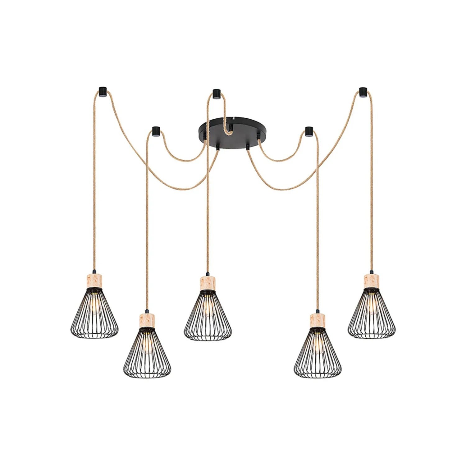 Lampa wisząca Farfalle czarna 5xE27x40W drewno wym:120x18x18cm IP20 Rabalux