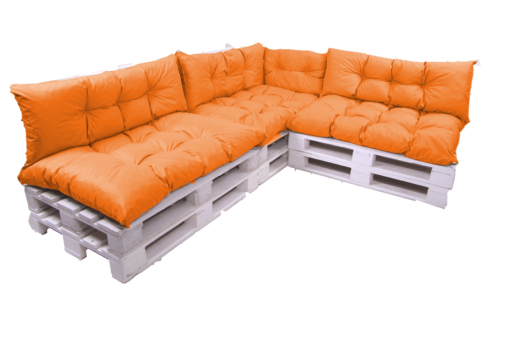 Conjunto de 7 cojines para palets, 3x asiento 120x50 y respaldo 120x40cm, cojín de jardín naranja, conjunto de cojines para muebles de jardín