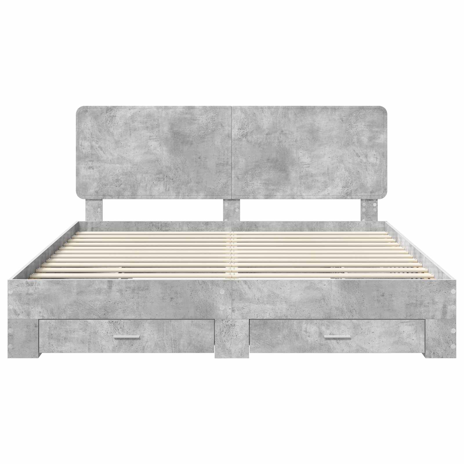 Cadre de lit gris béton 200 x 200 cm panneau de bois - 8