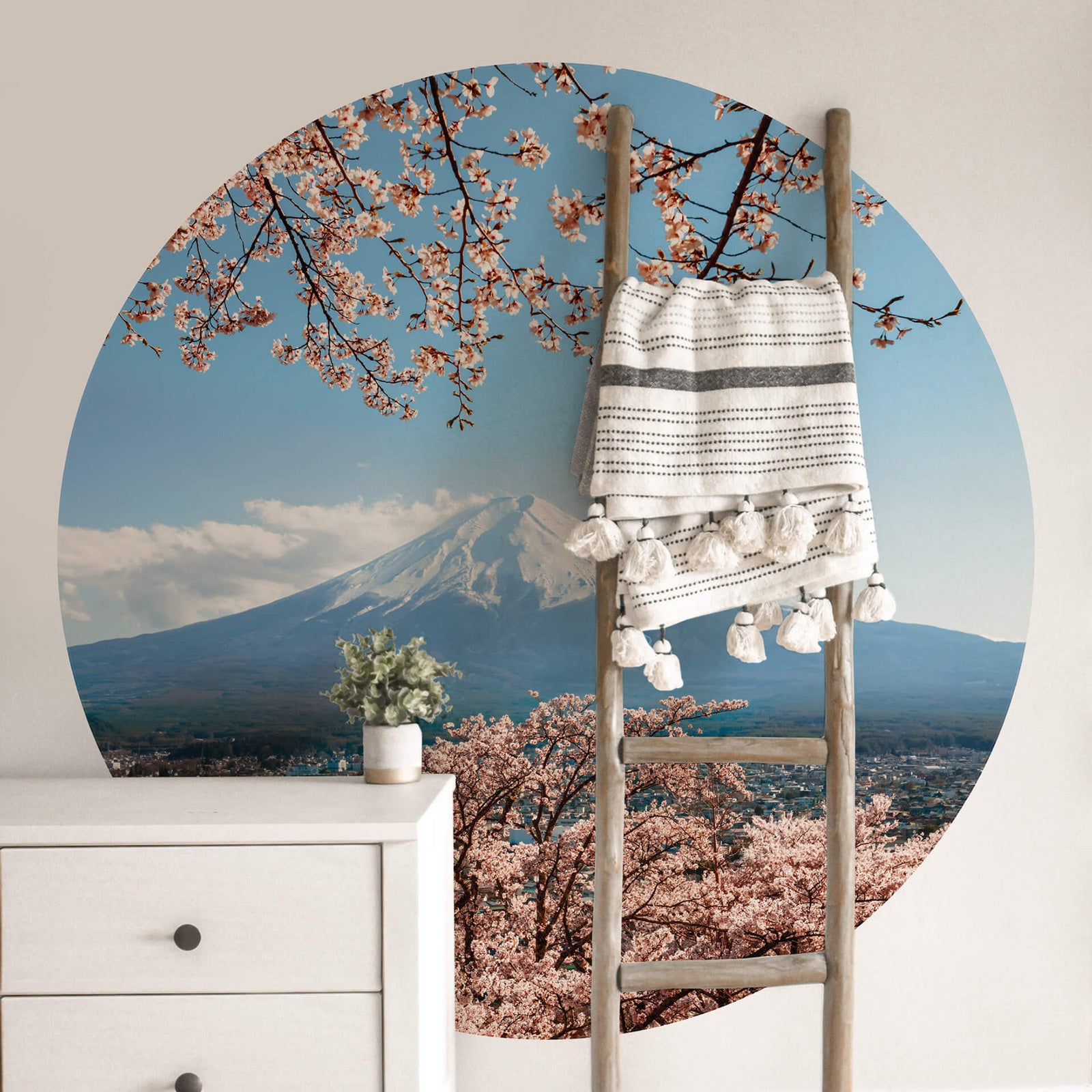 Tapisserie Murale Kyoto Rakushian – Mont Fuji Rouge, 170x10cm, Tissu Lin, Avec Boîte