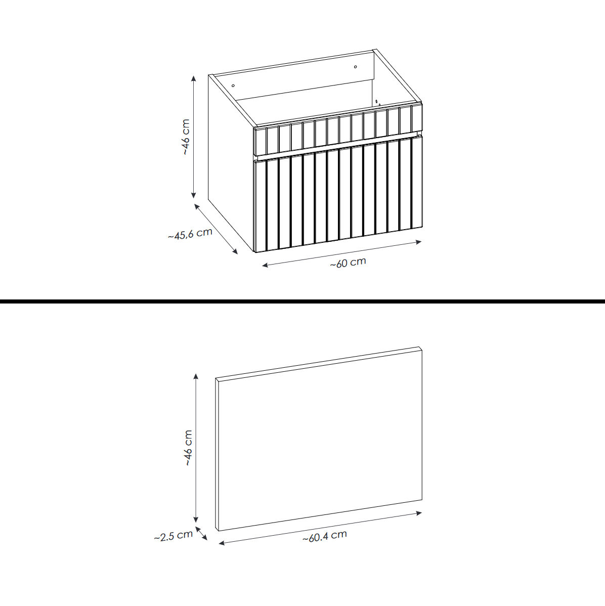 Meuble sous vasque de 60 cm - avec plan - 1 tiroir - MINO - 4
