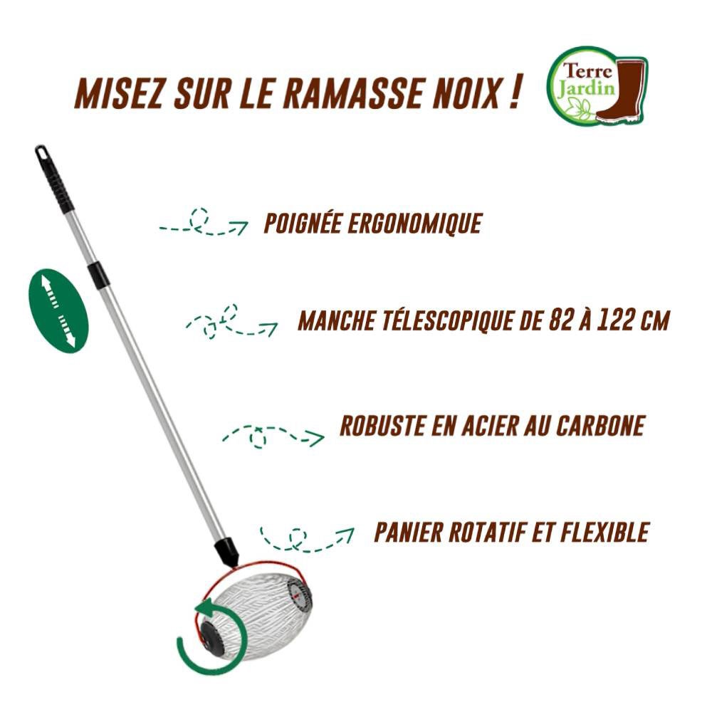 Ramasse-noix Et Châtaignes Avec Manche Télescopique - Plus Besoin De Se Baisser !