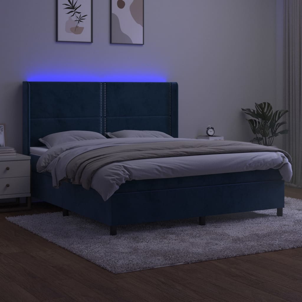 Maison Exclusive - Sommier à lattes de lit matelas et LED Bleu foncé 180x200 cm - 3