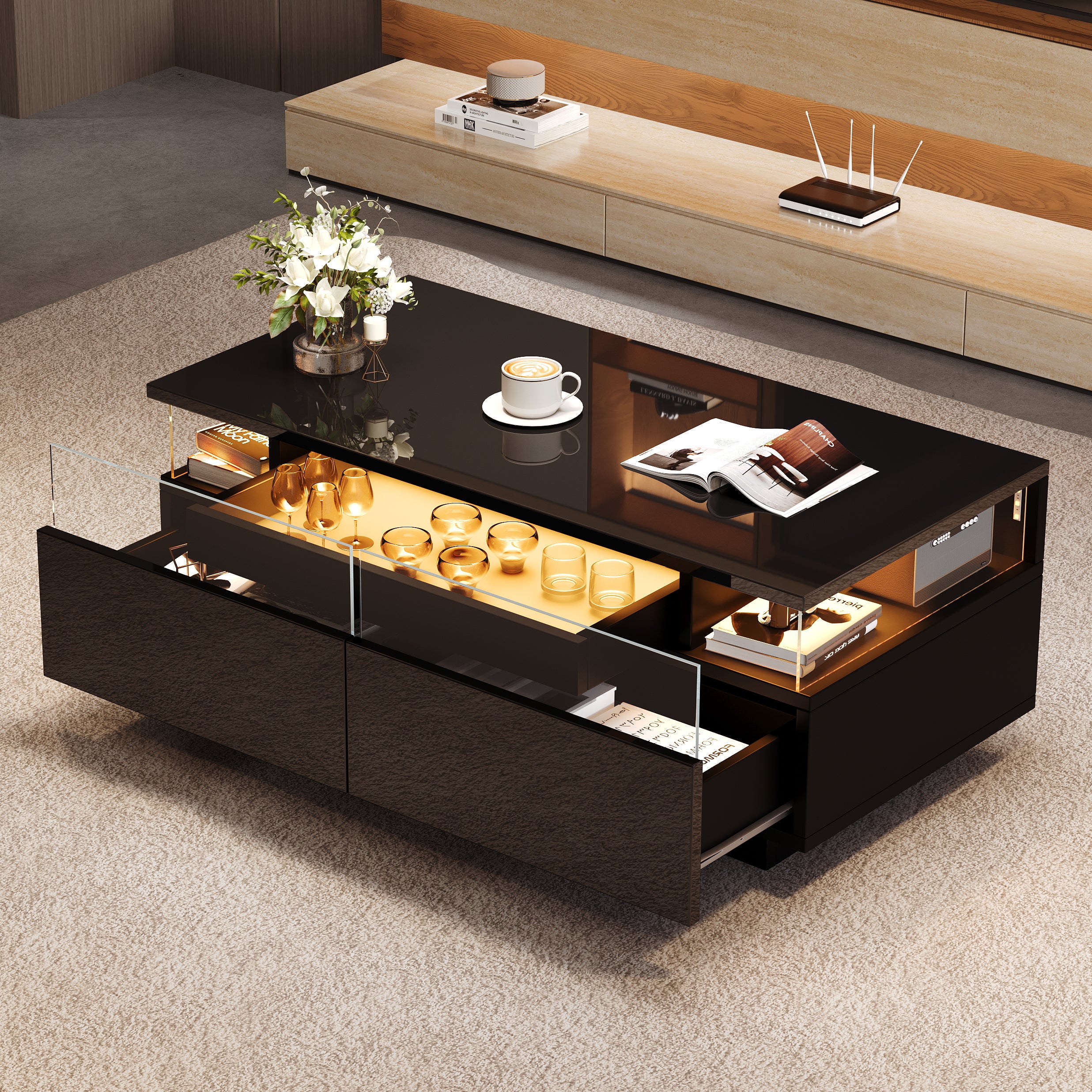 Plateau Service Rectangulaire Acrylique Noir Mat - 30 X 19 X 2 Cm - Élégant Pour Cuisine, Salle De Bain, Bureau