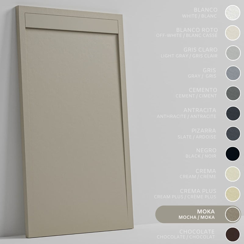 SOULHOME Brodzik prysznicowy– Żywica– Gel Coat– Gładka/Kamienna tekstura – Antypoślizgowy – Moka- 130X70- Niski 3cm– Minimalistyczny