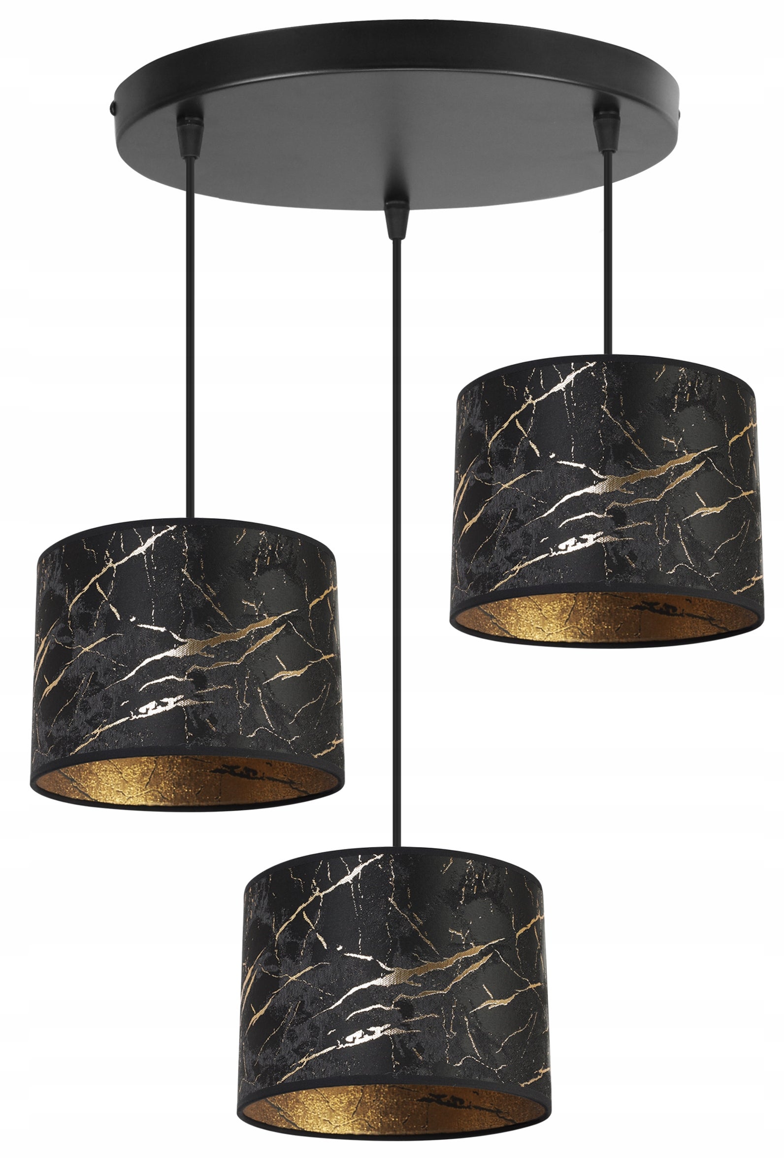 Lampa sufitowa wisząca boho Werona 3xE27 klosz owalny wzorzysty czarny/złoty Light Home LH
