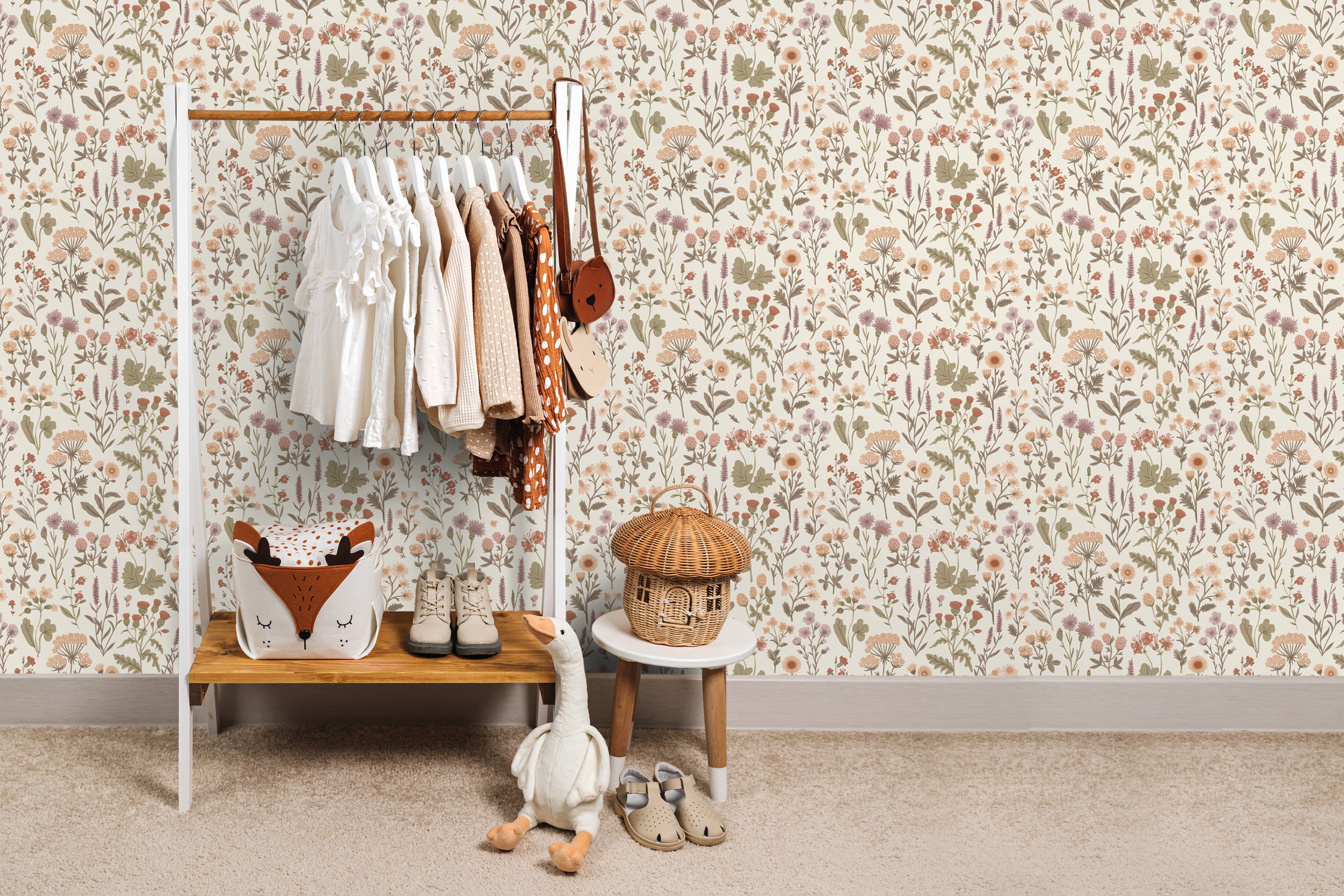 Papier peint fleurs des champs vert grisé - 50 x 900 cm - Sanders & Sanders - 4