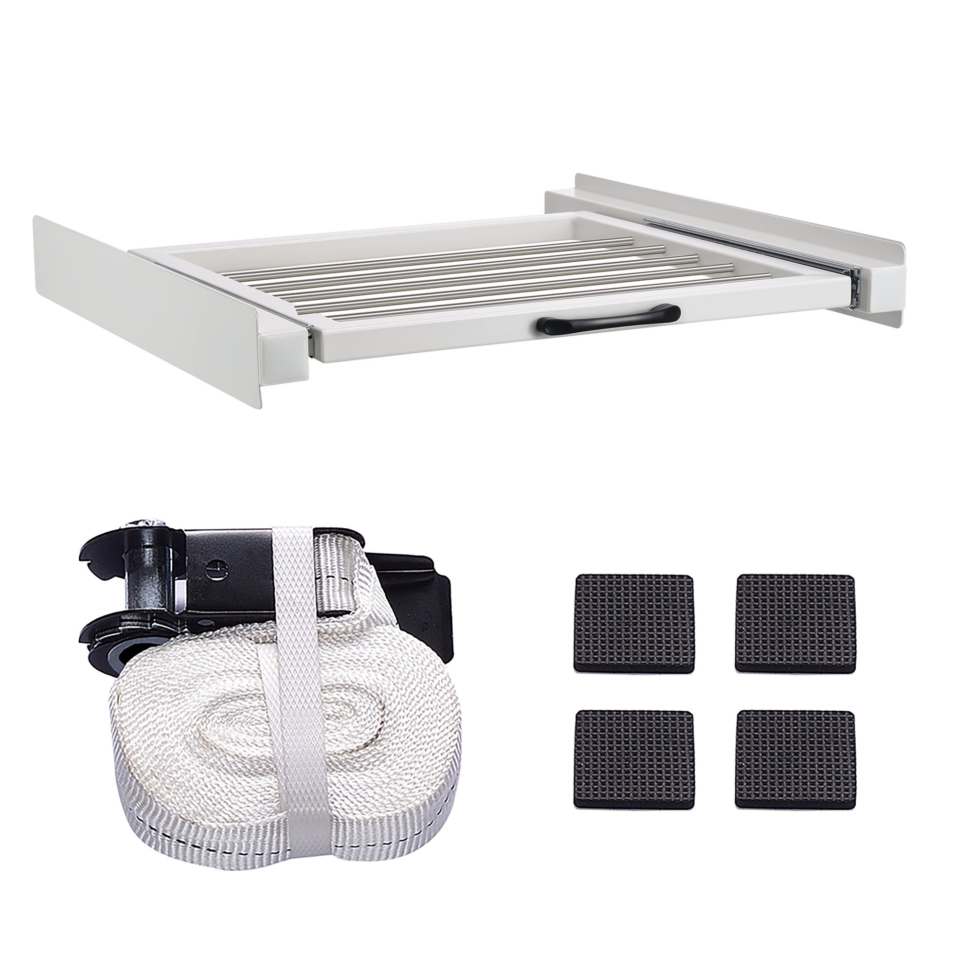 Kit De Superposition Pour Lave-linge Sèche-linge Standard 60 Cm Avec Porte-serviettes Blanc [en.casa] - 4