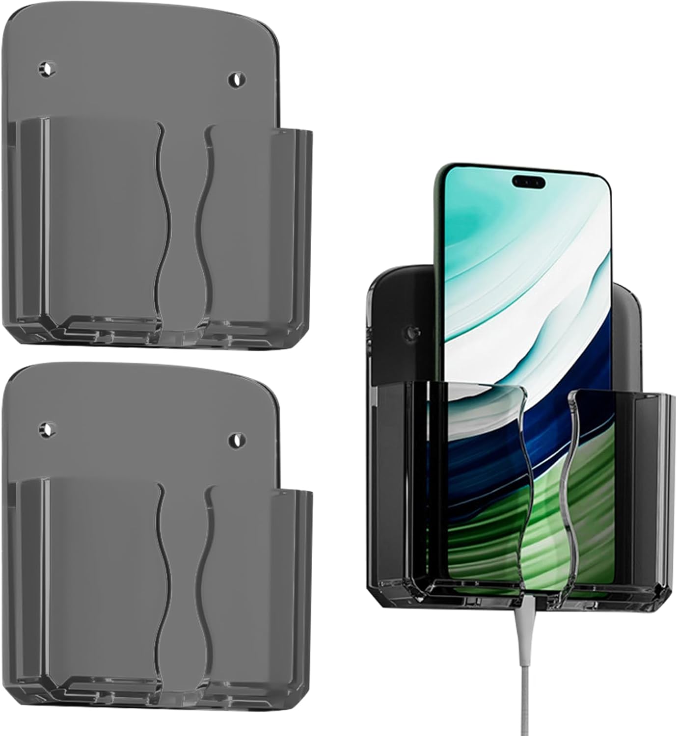 Lot de 2 supports muraux pour téléphone portable ( cristaux noirs ...