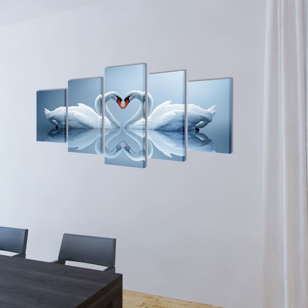 Toile Imprimée à Broder 40x50 Cm 'Cygnes' Gobelin L - Trame Penelope, Motif Multicolore, Pour Tapisserie