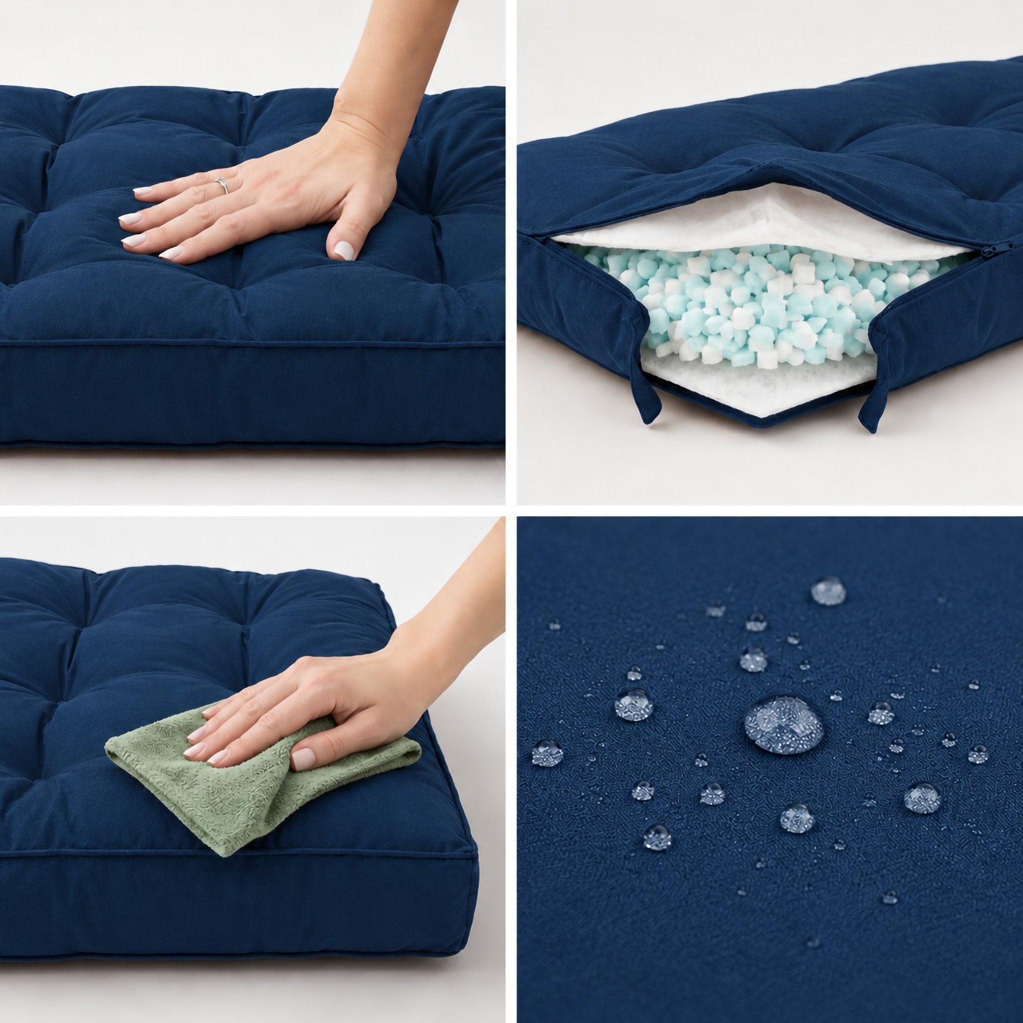 Coussins pour salon de jardin capitonné 100x50cm Bleu petrole - 4