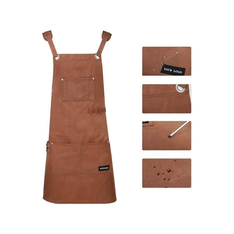 Tablier de soudage, QttvbTna, cuir, 6 poches, résistant à la chaleur - 3