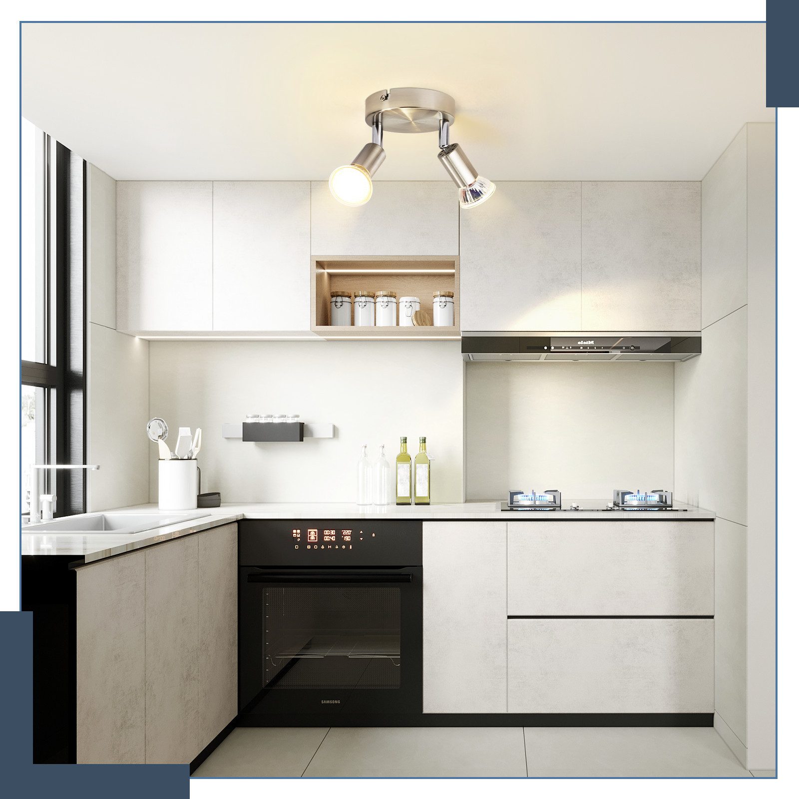 NETTLIFE Plafonnier LED GU10 -2 Spots de Plafond Ronde Moderne Spots de Plafond 350° pour Cuisines Couloir Chambre Salon - sans Ampoule chrome - 9