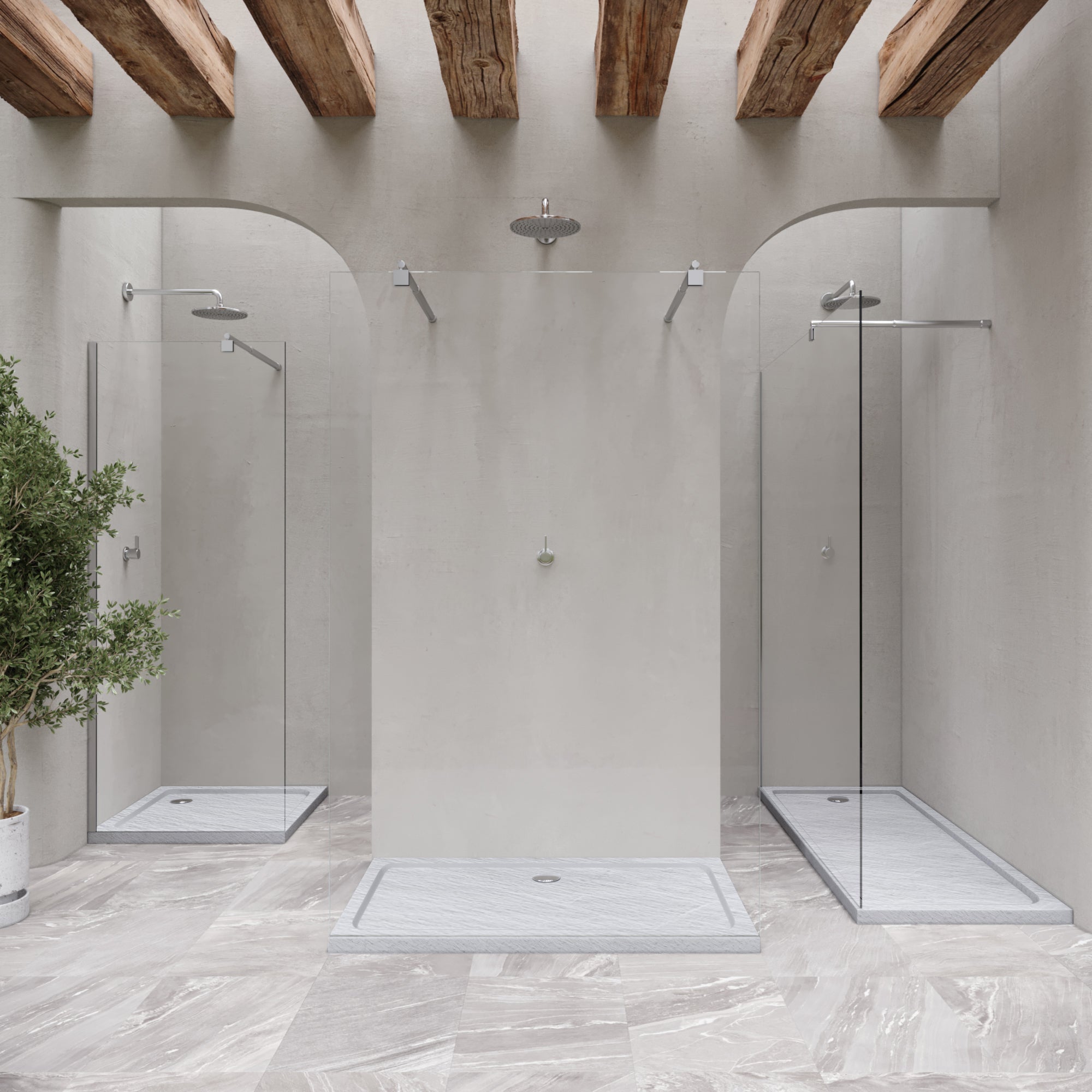 Moments Of Glass  Plato De Ducha Shimmer Stone 75X90 Cm, Textura Piedra Natural, Antideslizante, Antibacteriano, Incluye Sifón Y Válvula, , Leroy Merlin