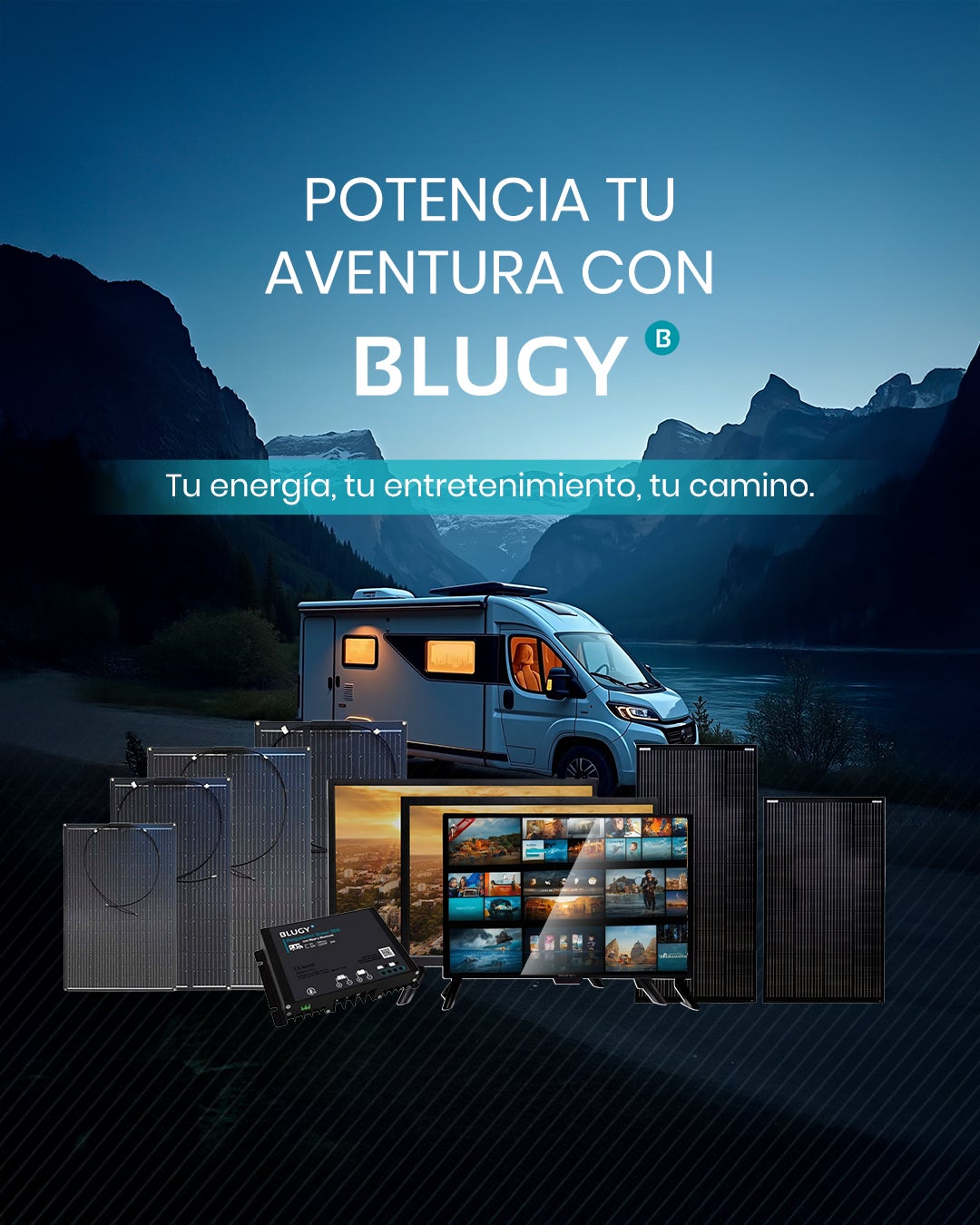 Blugy pack painel solar preto 180 Wp + 2 suportes 668 mm, autocaravana, camper, vanlife - 7