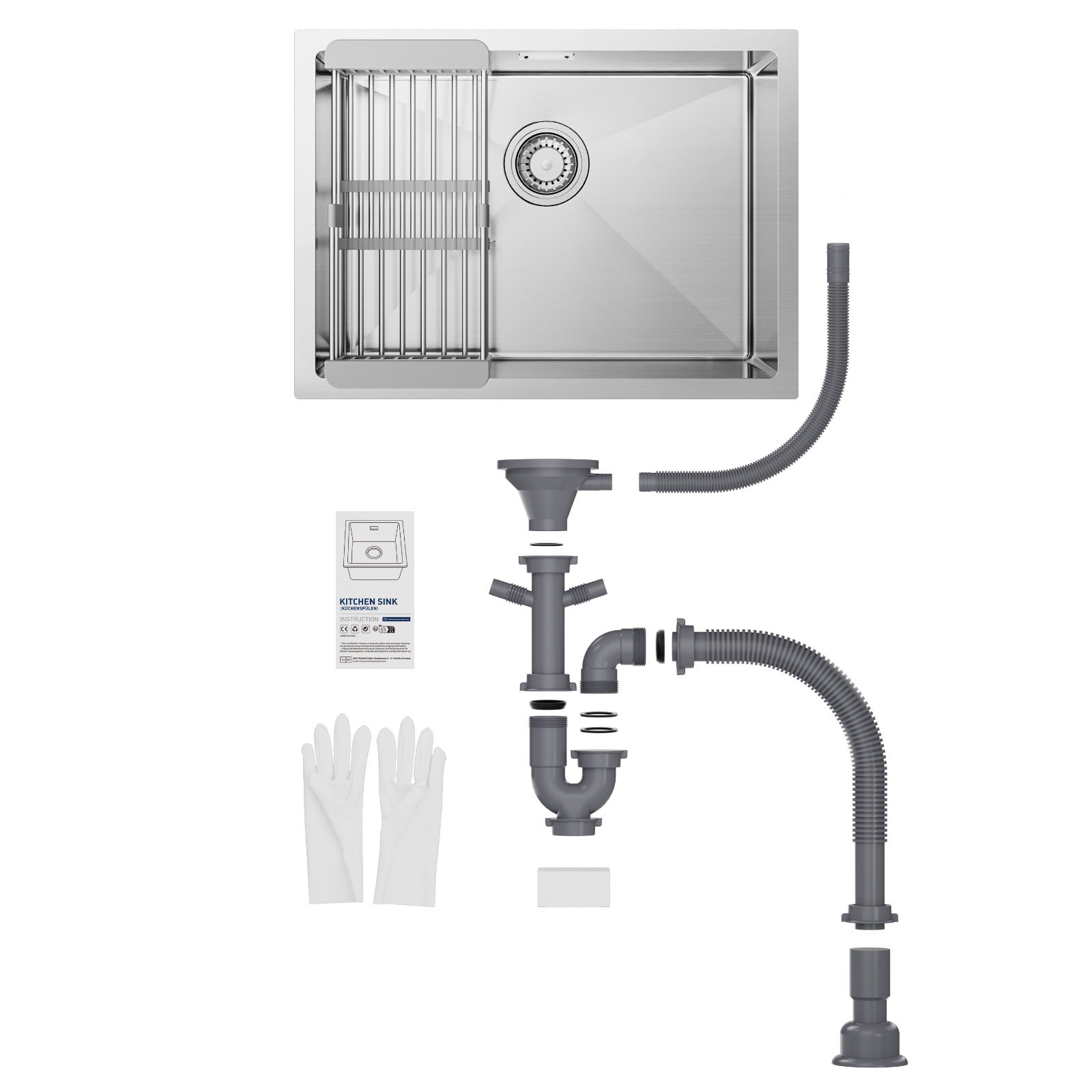 Cecipa MAX Évier 1 Bac 60×44×18CM Évier Cuisine Acier Inoxydable 304 Brossé avec Panier de Drainage(3 méthodes d'installation) - 9