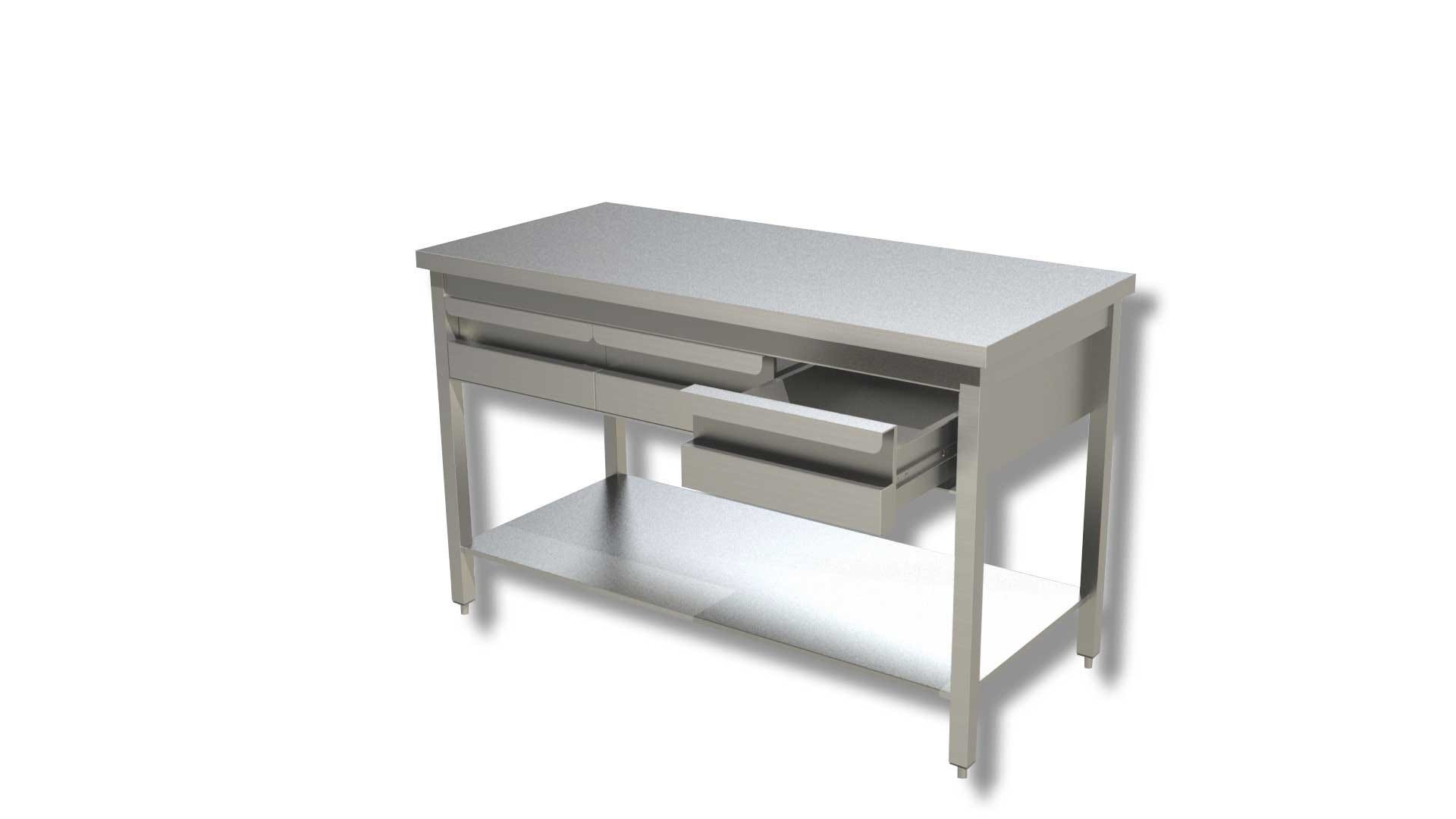 Table avec etagere et 3 tiroirs - Gamme 700 - Ristopro - l160- L0- P70 ...