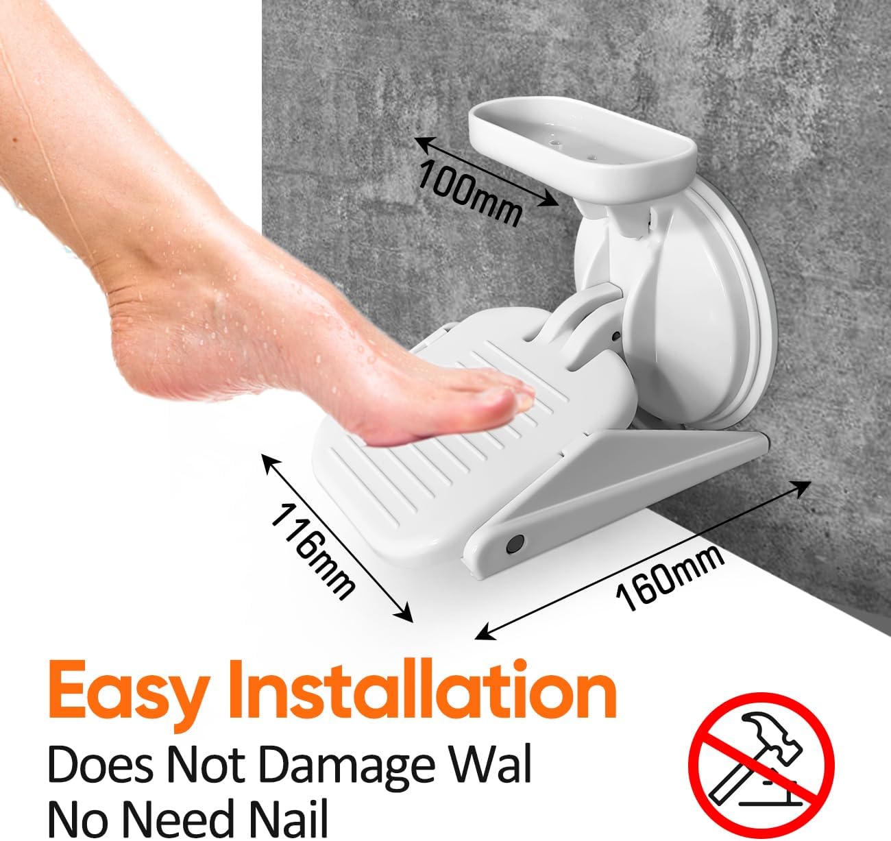 Poggiapiedi Per Doccia E Pedicure - Antiscivolo, Leggero, Con Portaoggetti, Verde Scuro - Foto 2