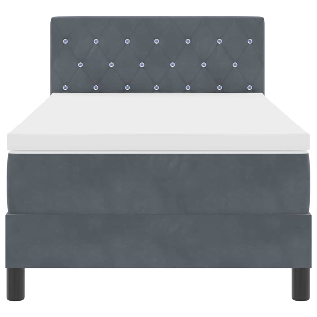 Cadre de lit avec matelas Gris foncé 90 x 200 cm tissu - 8