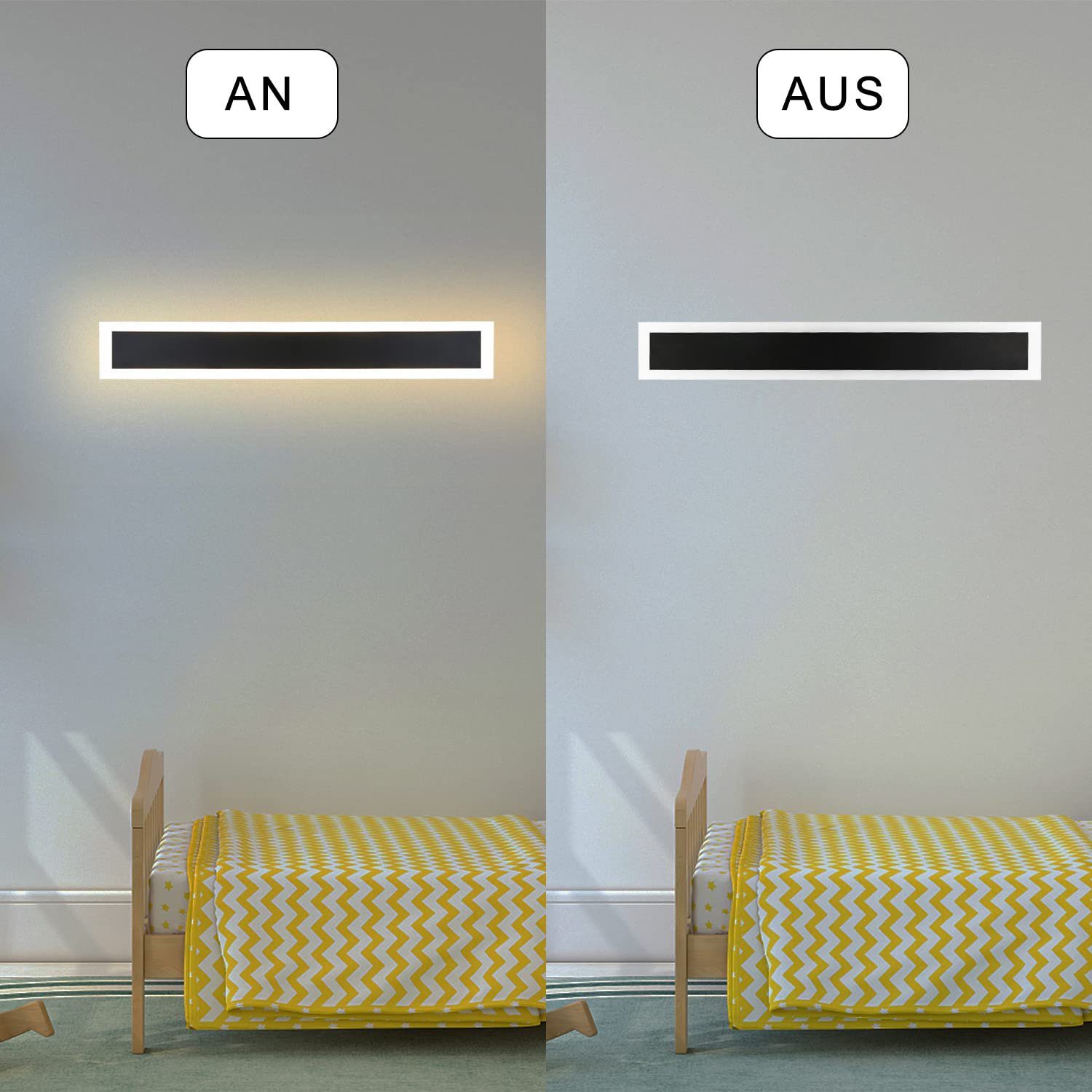 NETTLIFE Kinkiet zewnętrzny LED: kinkiet wewnętrzny o długości 50 cm, 10 W, czarny kinkiet, 3000 K, nowoczesna lampa zewnętrzna IP65 - 9