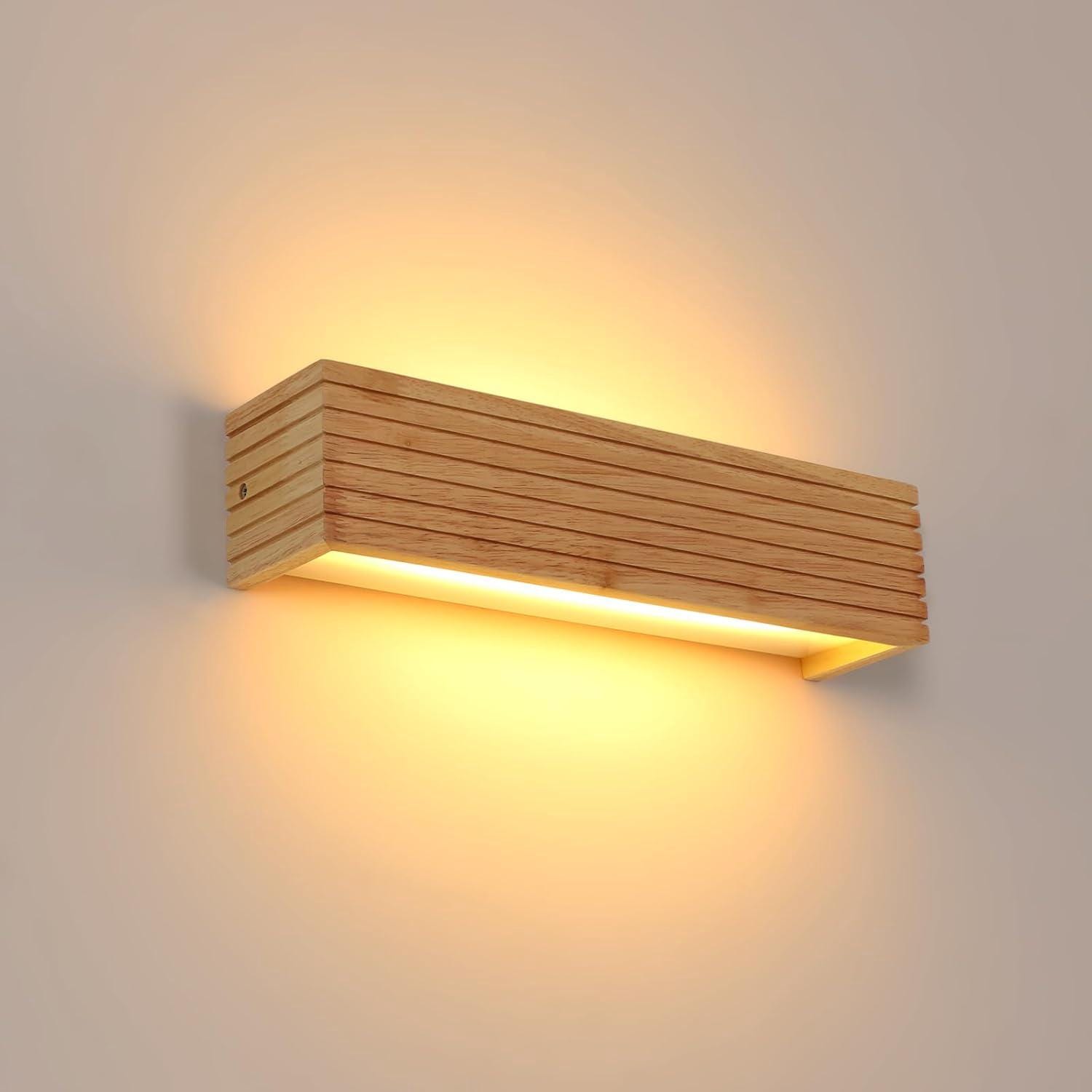 Applique Murale Interieur Bois, 11W Lampe Murale Vintage Industrielle ...