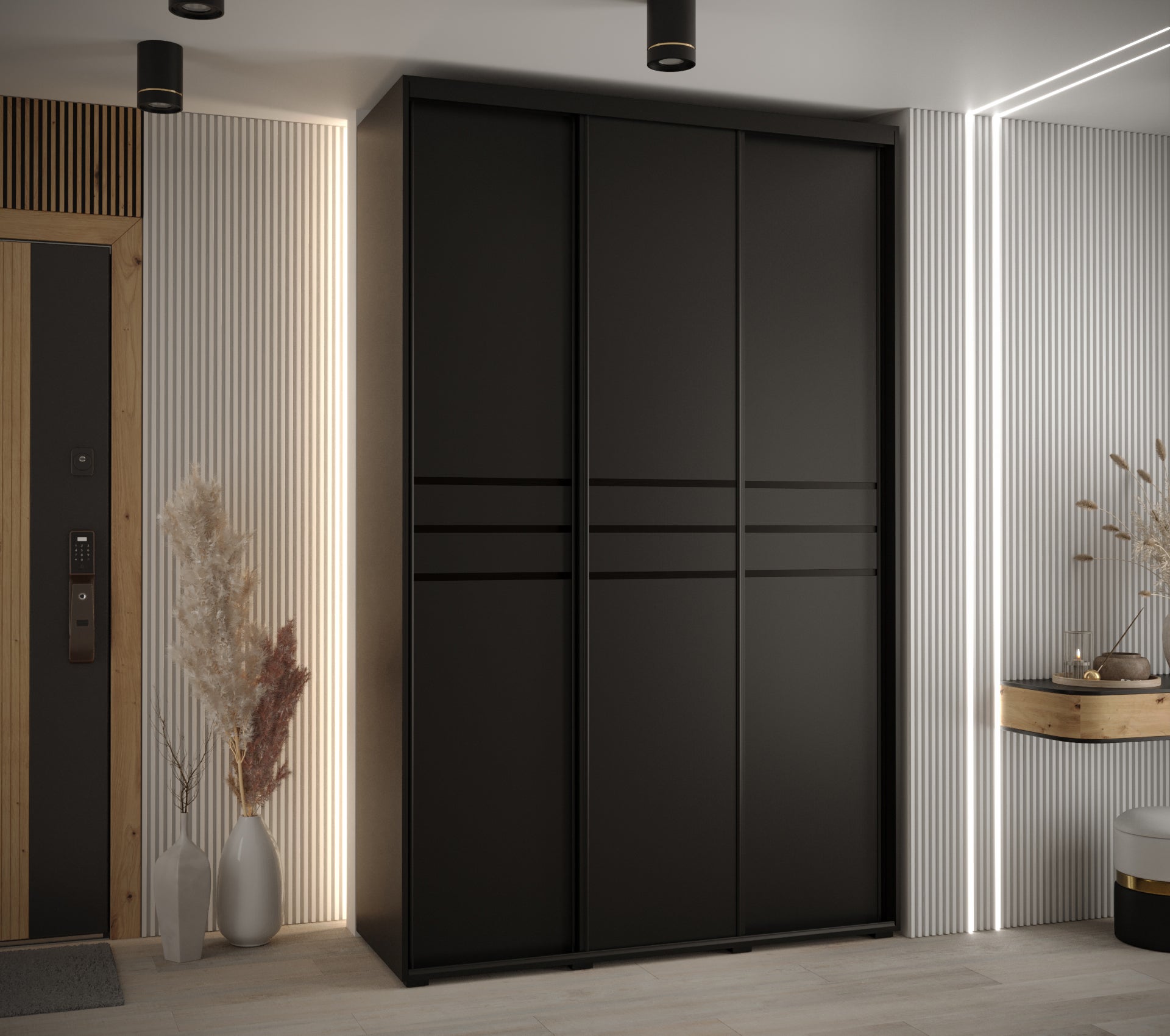 Szafa przesuwna wysoka Davos 10 150 x 45 x 235,2 cm czarny + czarny + u. czarny - Abiks Meble - 2