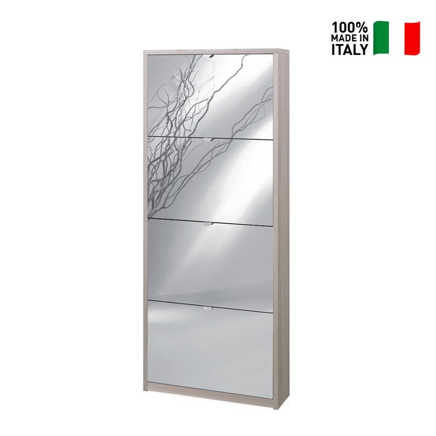 Armoire à chaussures moderne 4 portes avec miroir 10 paires de chaussures Glenn - 2