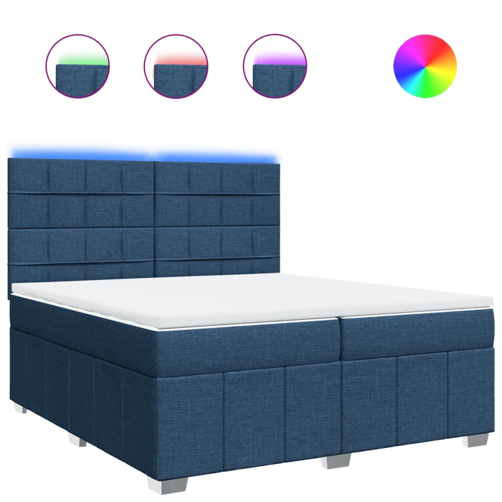 Maison Exclusive - Sommier à lattes de lit avec matelas Bleu 200x200 cm Tissu - 2