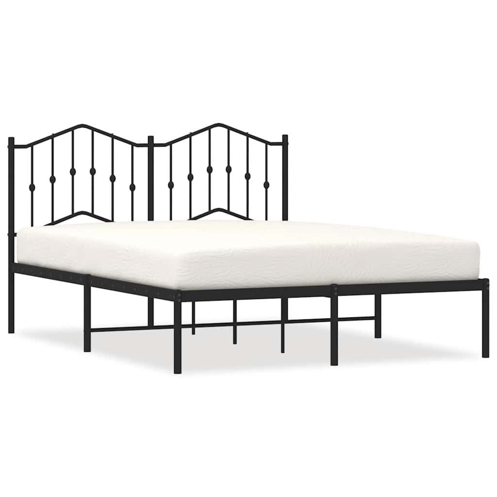 Łóżko Metalowe Czarne Rama Łóżka Ze Stelażem Do Sypialni Pokoju 135x190 cm