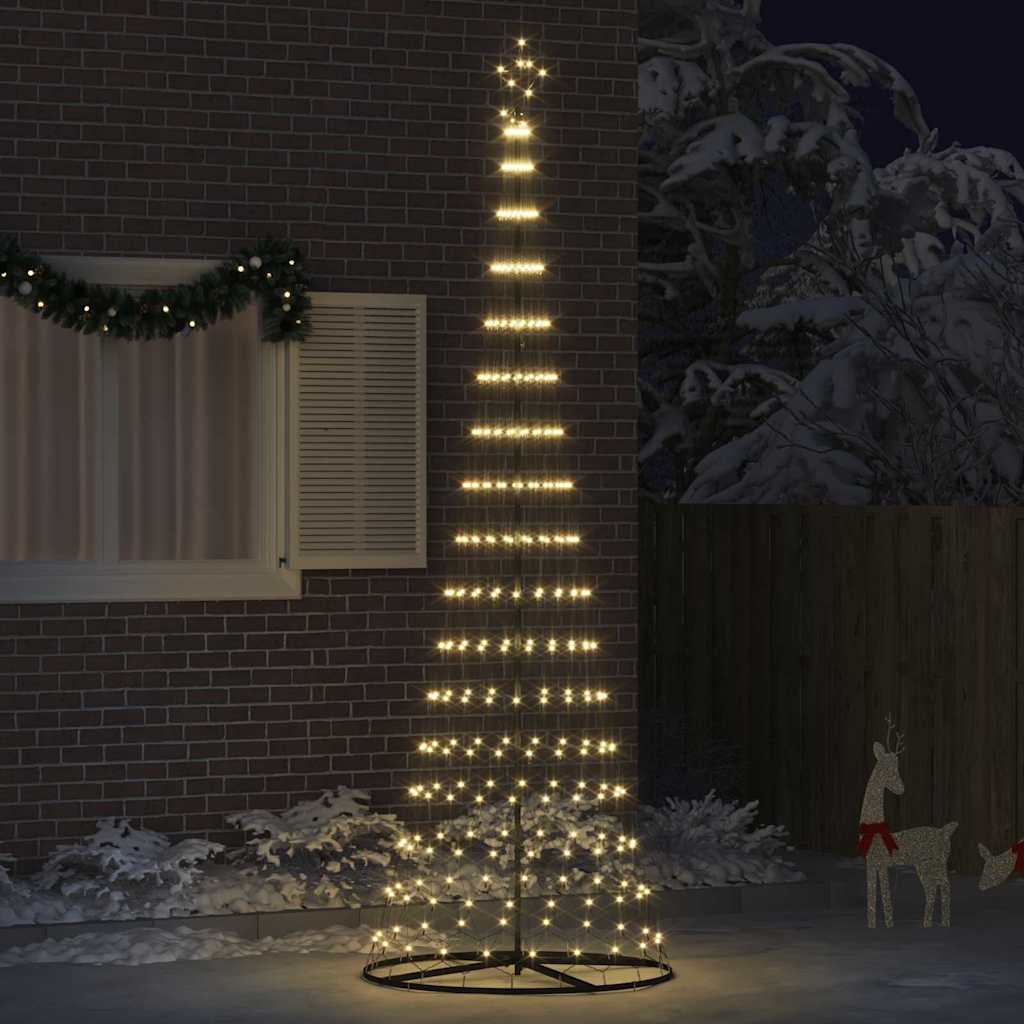 Arbre De Noël LED Métallique 184.5 Cm – 230 LEDs Blanc Chaud, 8 Modes – Pour Intérieur Et Extérieur Abrité