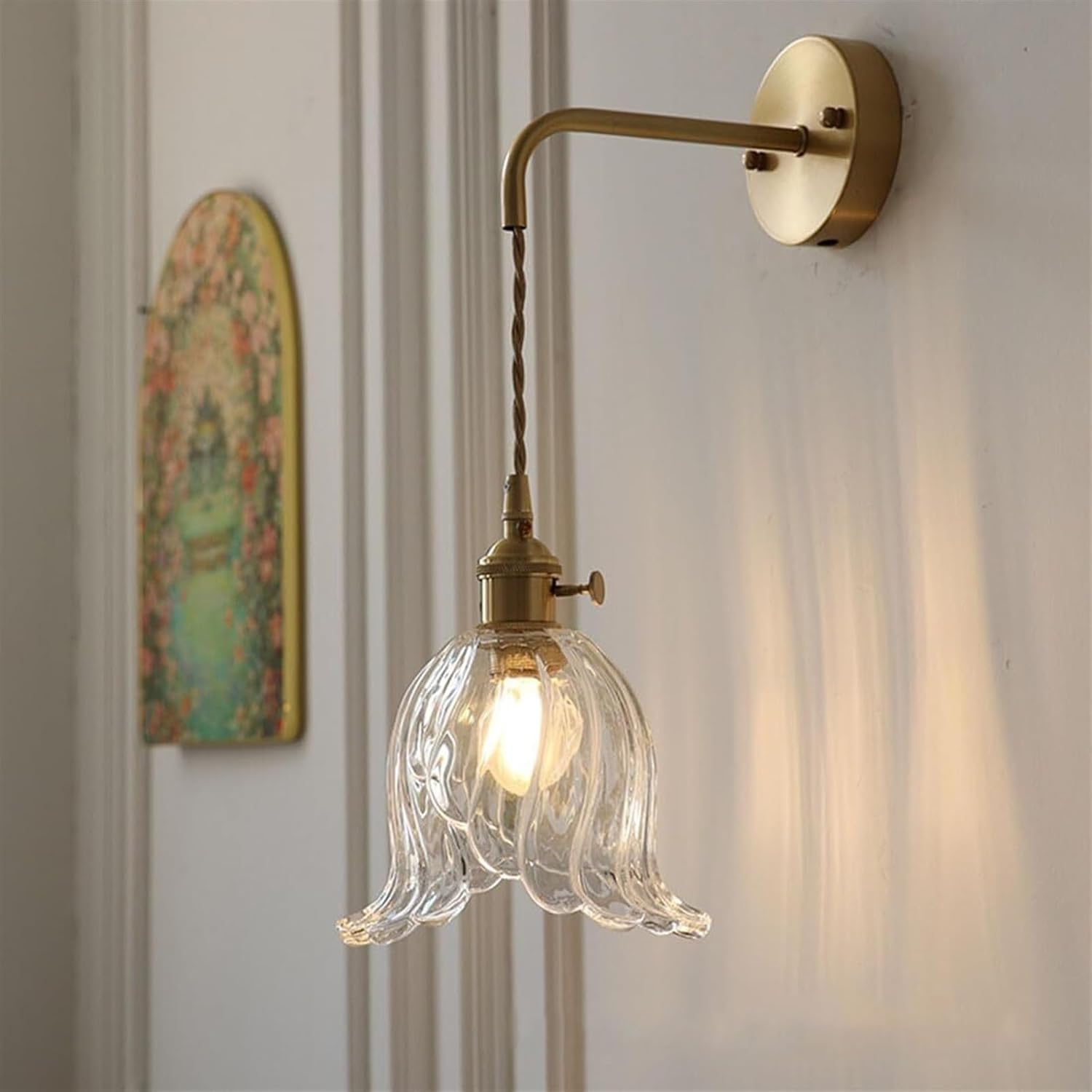 Applique Murale Vintage Hofstein En Bois – Gris Bleu/marron, 1 Ampoule, Neuve