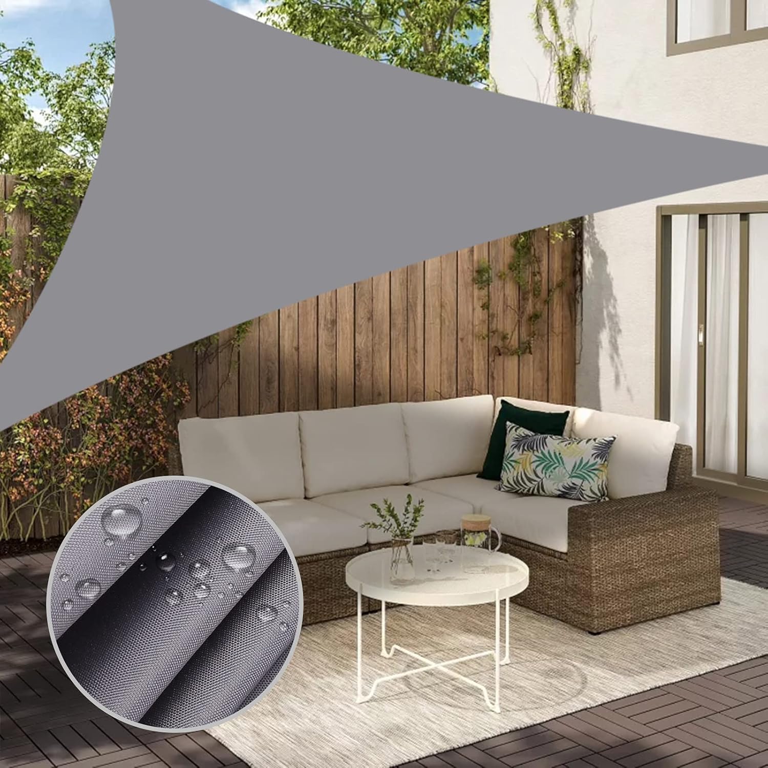 Voile D'ombrage Triangulaire 2x2x2m Kaki - Protection UV 98% - Imperméable Extérieur