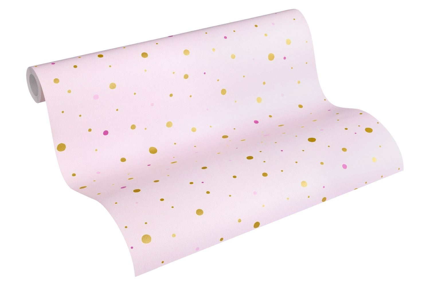 Tapeta kropki różowymIzłotym - 53 cm x 10.05 m - A.S. Création - 3