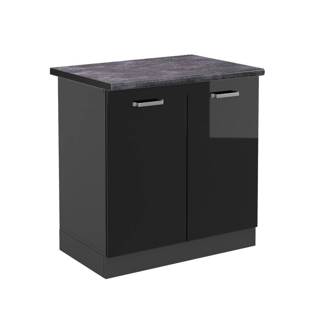 Vicco Szafka pod zlew R-Line, Czarny wysoki połysk, 80 cm , BP Antracyt