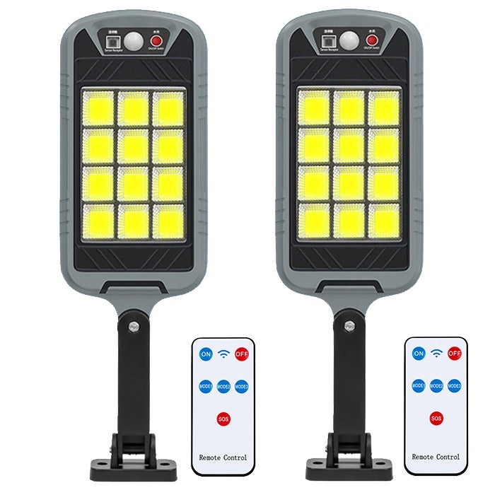 Zewnętrzne lampy solarne, 2 sztuki, lampy solarne z czujnikiem ruchu, solarne światło bezpieczeństwa, wodoszczelny reflektor solarny, 3 tryby