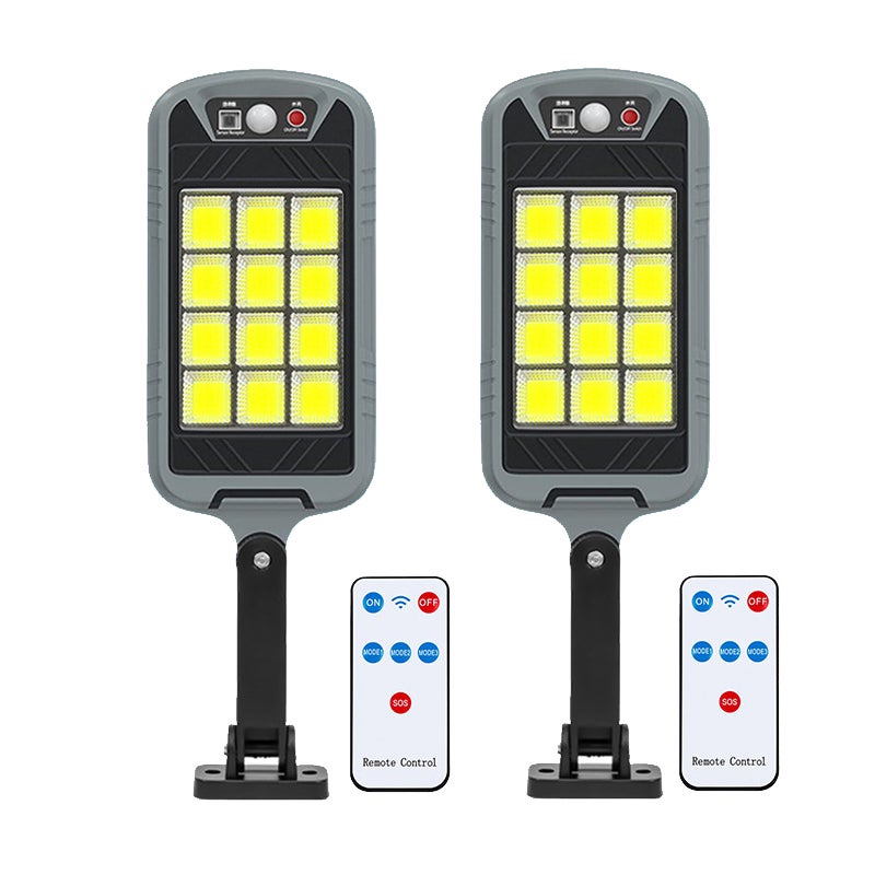 Zewnętrzne lampy solarne, 2 sztuki, lampy solarne z czujnikiem ruchu, solarne światło bezpieczeństwa, wodoszczelny reflektor solarny, 3 tryby