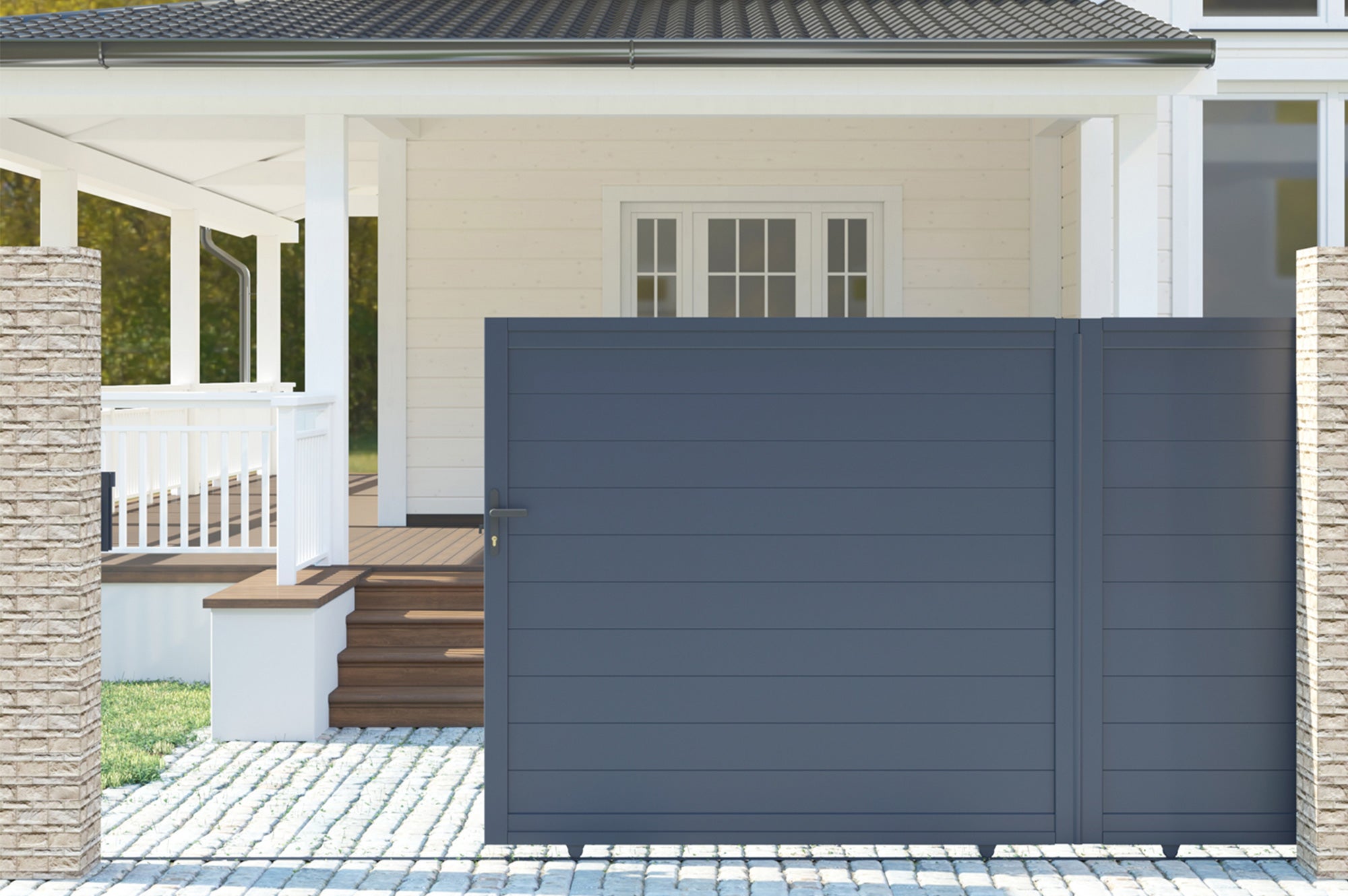 Portail coulissant 3,5m EIGER H.140cm aluminium gris - 4