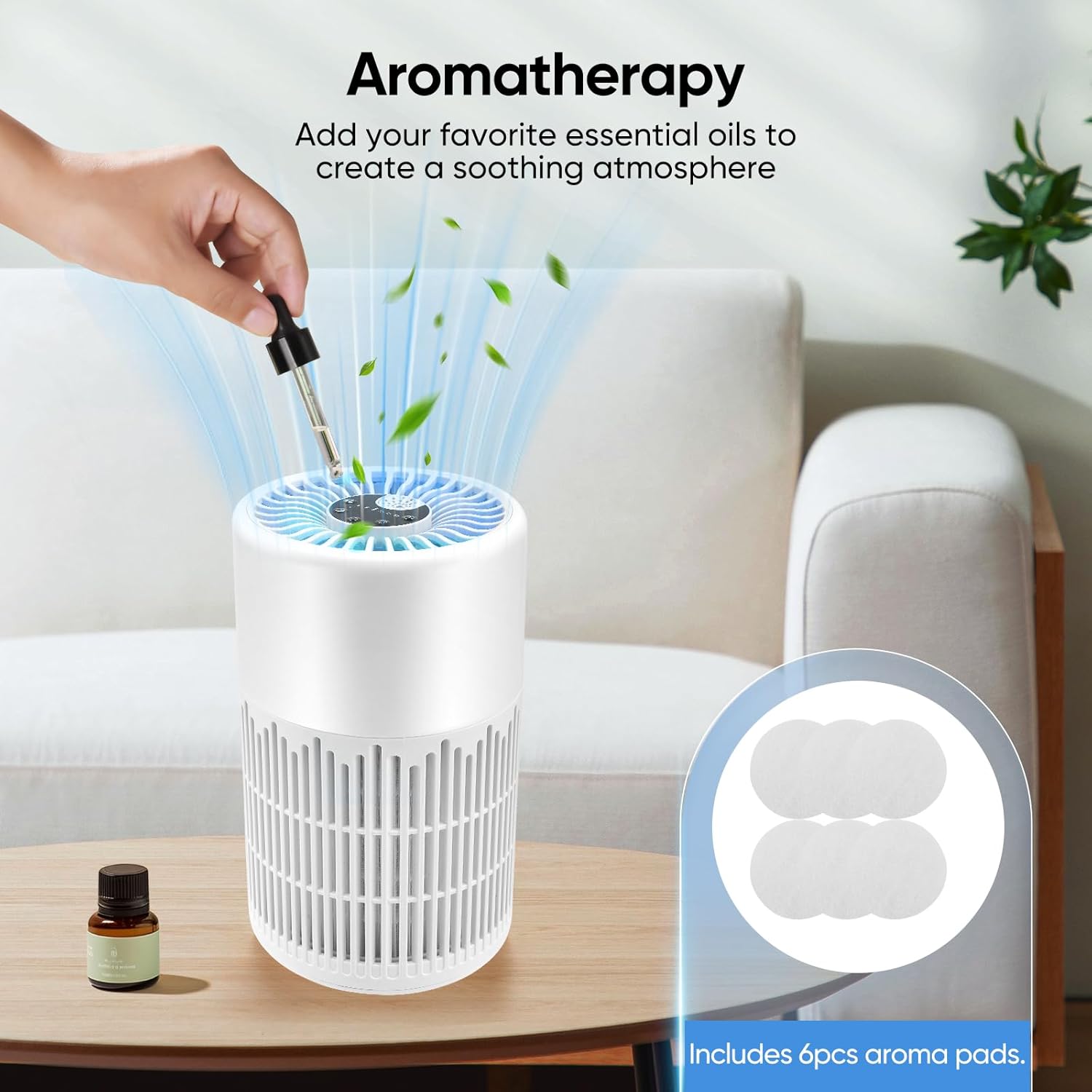 Purificatore d'aria per chi soffre di allergie con telecomando, filtro dell'aria con aromaterapia, per casa, camera da letto e ufficio. - 6