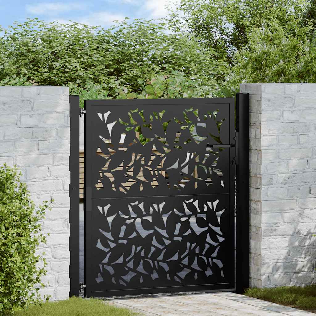 Vidaxl Puerta De Jardín 100X100 Cm Diseño De Hojas De Acero Negra , Leroy Merlin
