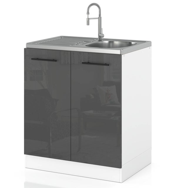 Szafka kuchenna pod zlewozmywak dolna na nóżkach 60cm spremium szary połysk