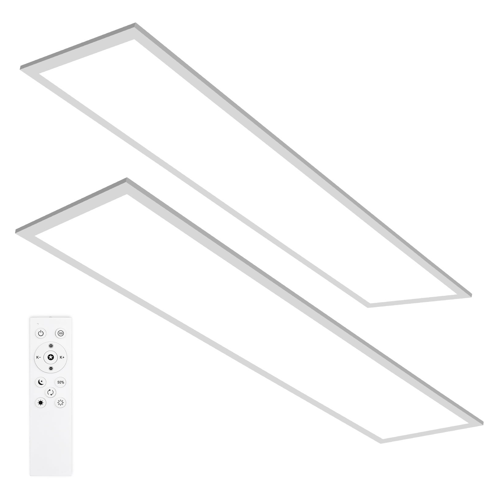 LOVHAUS 2 PCS Panel LED 120x30CM, Lampa Sufitowa LED Wewn. Z Pilotem, Regulacja Barwy I Jasności, Z Funkcją Pamięci I Timerem, Biały