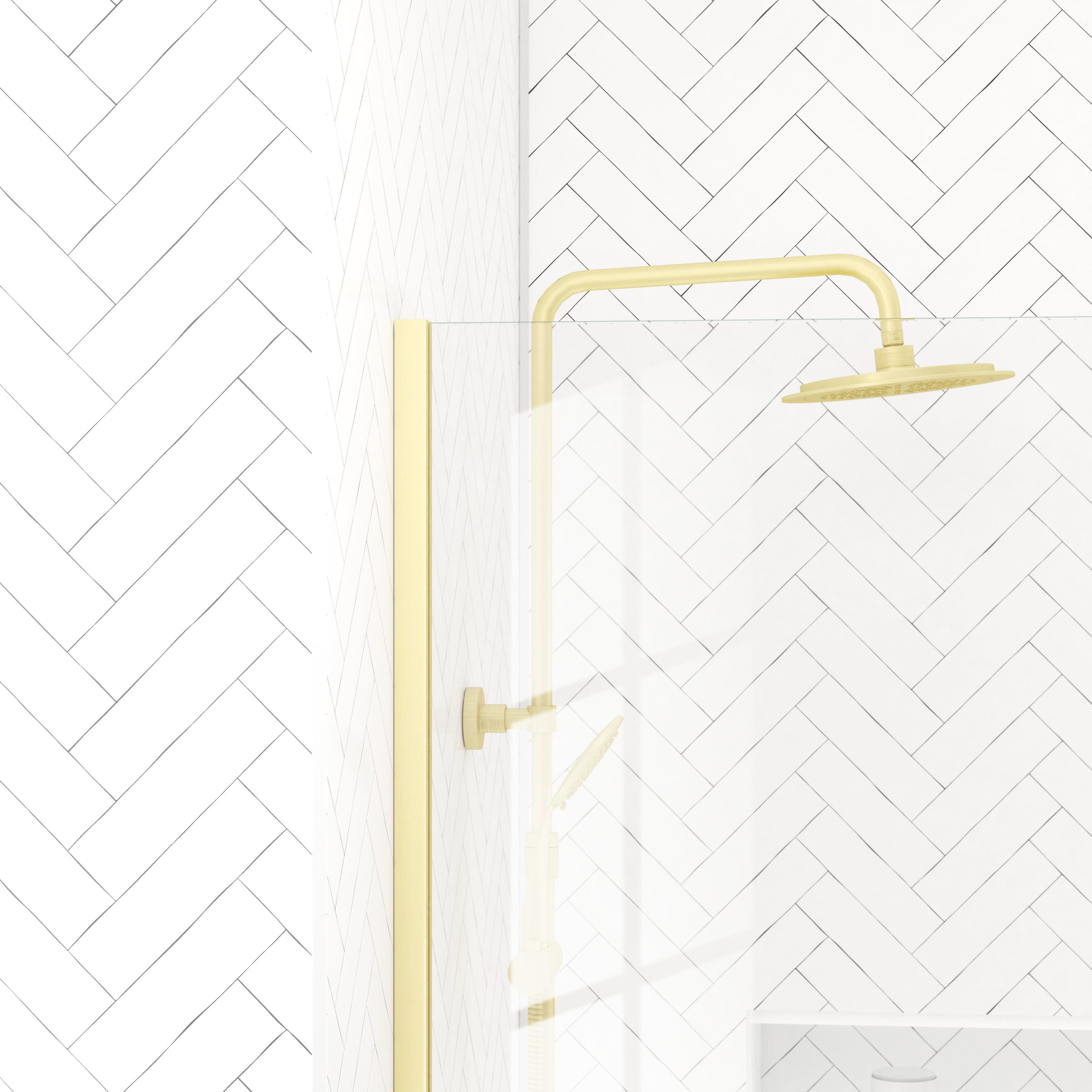 Paroi de douche à l'italienne 100x200 cm verre trempé 8 mm - Or Doré Brossé - FREEDOM 2 GOLD - 2