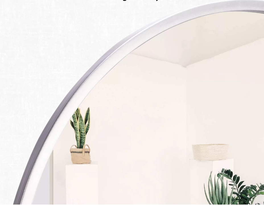 BD ART Miroir Rond Moderne, Mural, Diamètre de 60cm, Bois, Couleur Blanche - 4