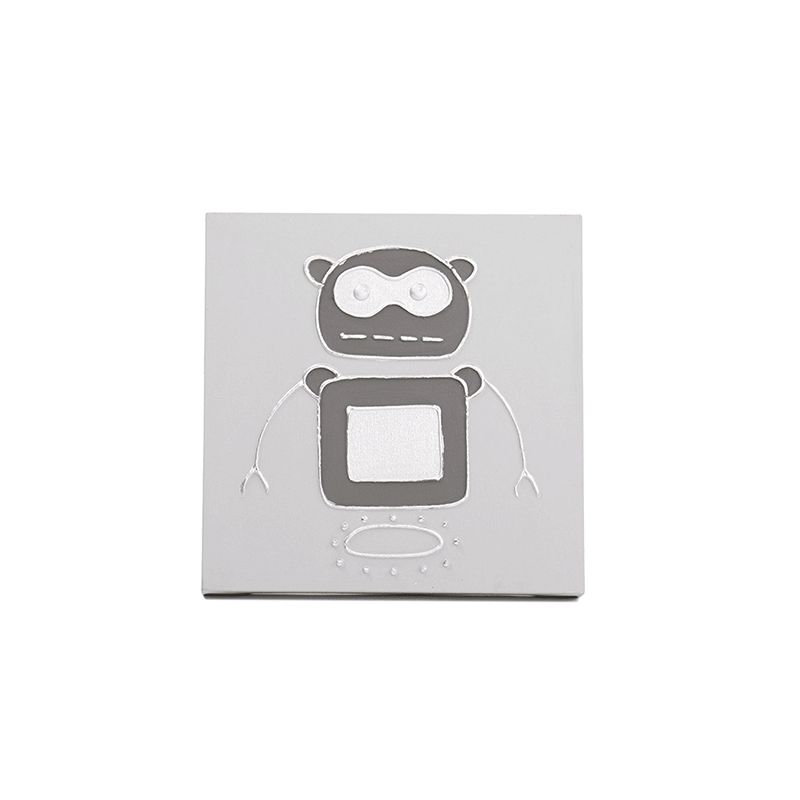 Cuadro artesanal infantil robot plata 30 x 30 x 3,50 cm