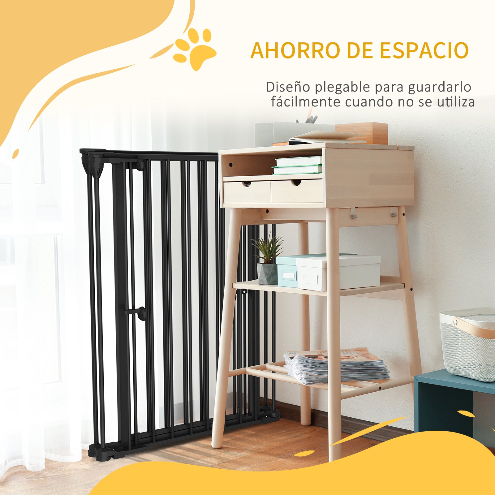 Barreira para Cães PawHut Aço e Plástico Preto 206x90 cm - 6
