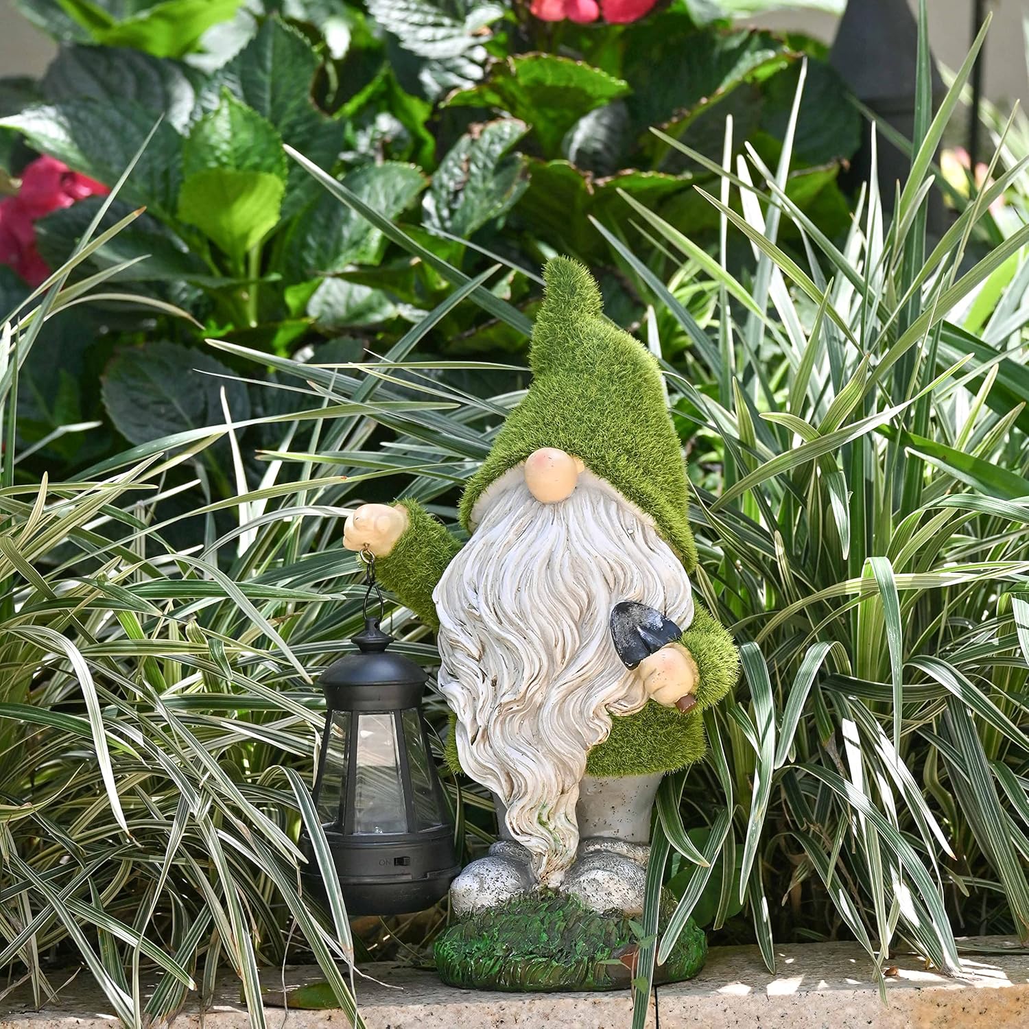 Drôle Nain Statue de Jardin Extérieur Ornements, Étanche Résine Figurine Nain de Jardin avec Solaire Lampes pour Cour Extérieure Décoration - 3