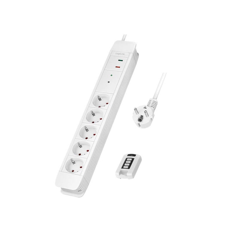 Logilink LPS210 Ciabatta Multipresa Con 7 Prese – 5 Metri Di Cavo, Interruttore Illuminato, Shutter Di Sicurezza, 3600 W, 250 V, Bianco - 3