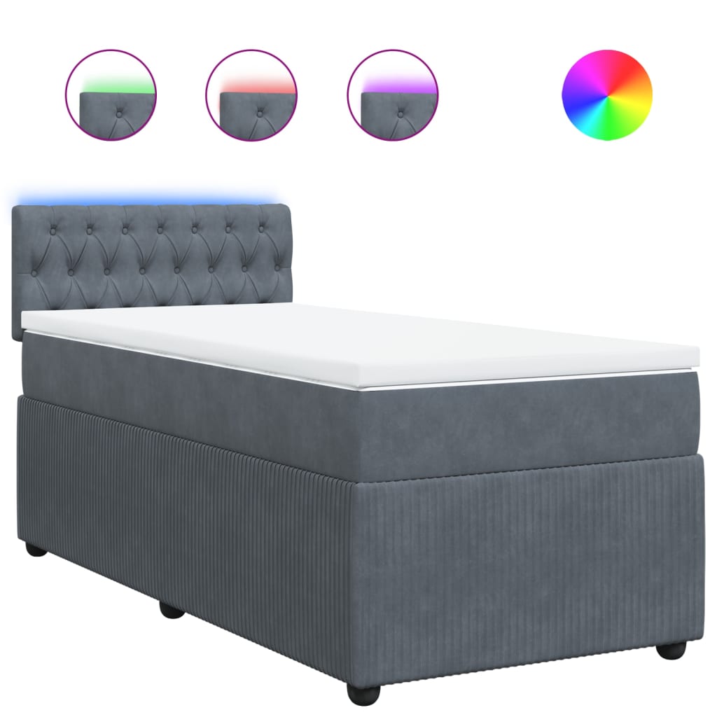 VidaXL Cama Box Spring Con Colchón Y LED Tela Gris Taupe 120x190 Cm